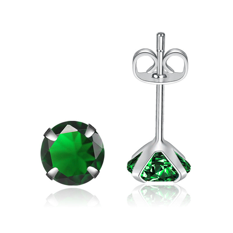 Moissanite Single Diamond Zircon Four-claw Stud Earrings