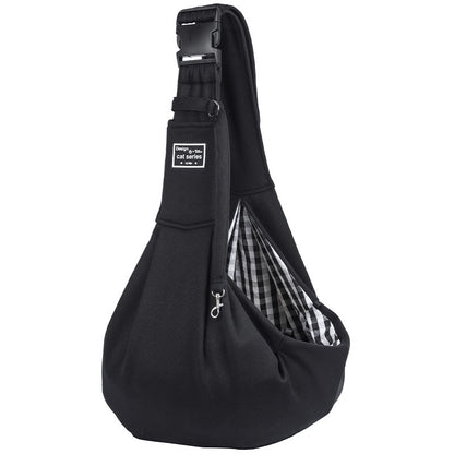 Bolso de hombro con hebilla ajustable y correa de cuadros rojos y negros para mascotas