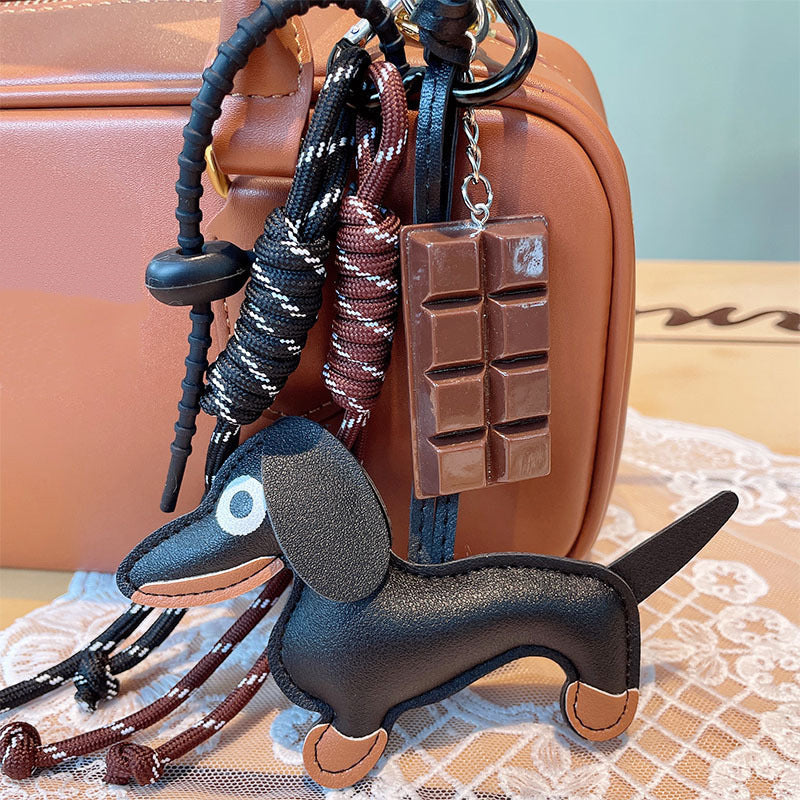 Retro Sausage Puppy Car Key Ring