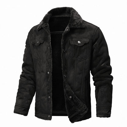 Abrigo cálido de piel coreana con solapa y corte entallado para hombre, otoño e invierno, nuevo