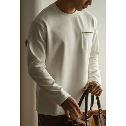 Contrast Color Pocket Pullover Long Sleeve Men's Spring Bottoming
