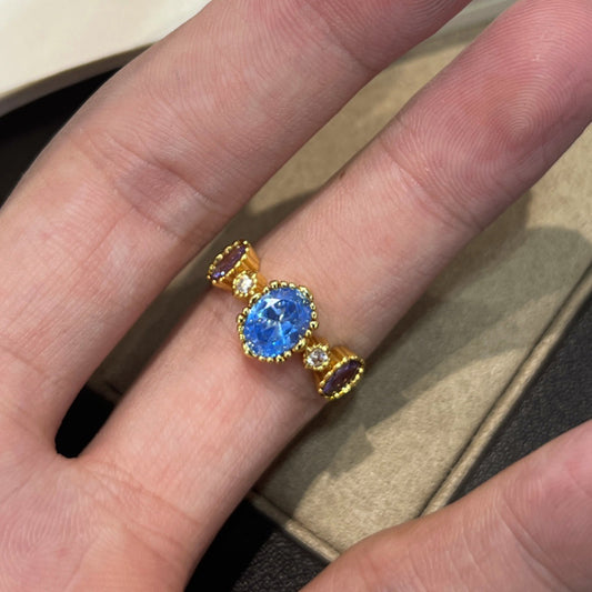 Vintage Sapphire Ring Light Luxury Minority High-end Design Exquisite
