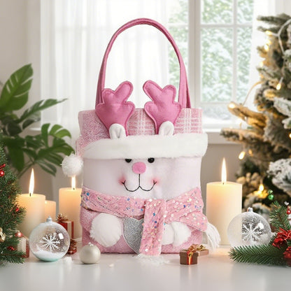 Bolsa de regalo navideña con diseño de muñeco de trapo de dibujos animados