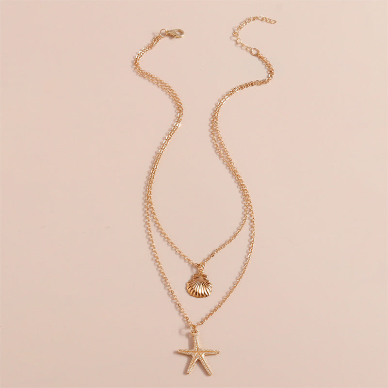 Collar sencillo de concha de doble capa para mujer