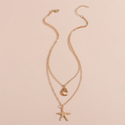 Collar sencillo de concha de doble capa para mujer