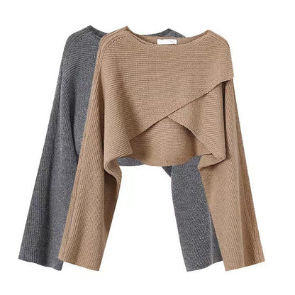 Damen Herbst Cross Langarm Strickwaren Inverness Pullover