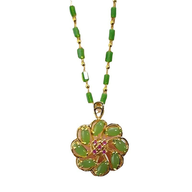 Collar con colgante de flor de la suerte para mujer