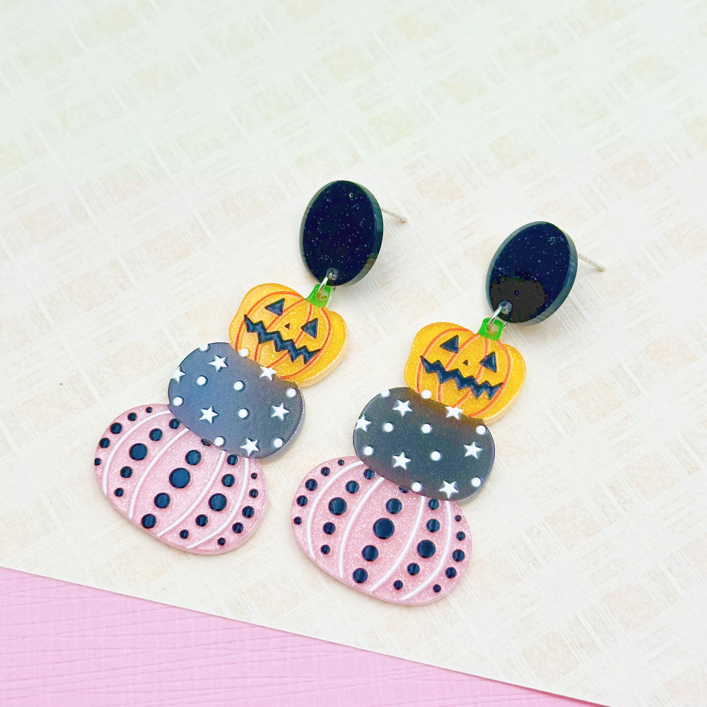 Halloween Day Ornament Colorful Ghost Eyes Funny Acrylic Earrings For Women