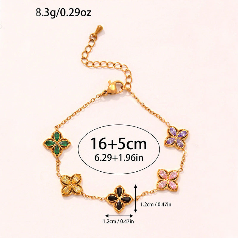 Small Flowers Inlaid Zircon Bracelet For Women