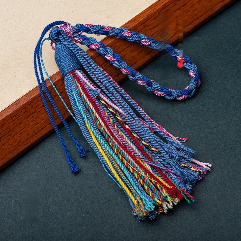 Tibetan Style Hand-made Cotton Threads Woven Tassel Hand Piece Rope Crafts Beeswax Car Ornaments