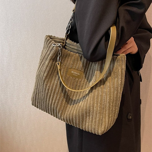 Casual Corduroy Shoulder Bag