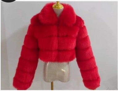 Chaqueta ligera de lujo para mujer con solapa de imitación de piel de zorro y manga larga con costuras