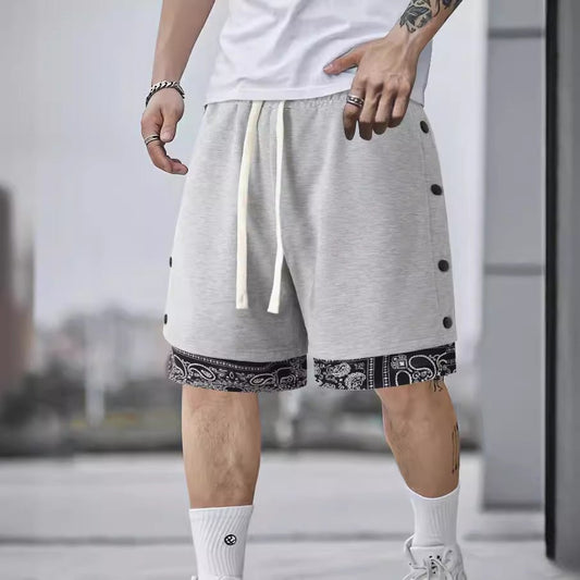 Slim Fit Drawstring Double Breasted Cropped Pants For Men - BAGMODA