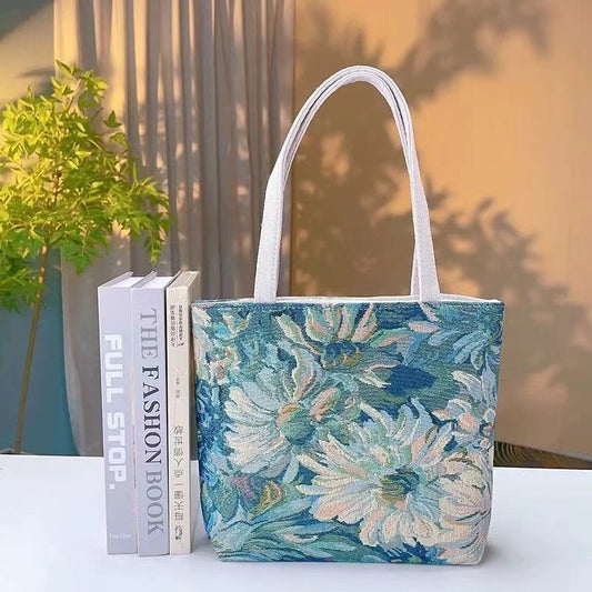 Bolso pequeño de lona de mano con alambre dorado de doble cara resistente al desgaste