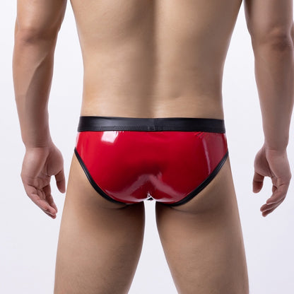 Men's New Bikini Swim Briefs Sexy Patent Leather Color Matching