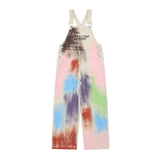 Painting Graffiti Denim Suspender Pants Men - BAGMODA