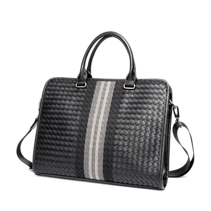 Stitching Woven Business Casual Aktentasche Herren Schulter Crossbody Computertasche