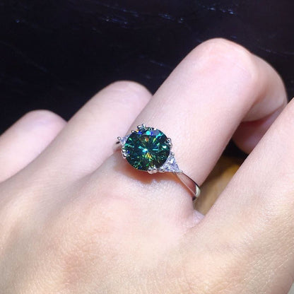 3 Karat Acht Herzen und acht Pfeile Plattiert PT950 Künstlicher Echter Blauer Und Grüner Moissanit Offener Ring