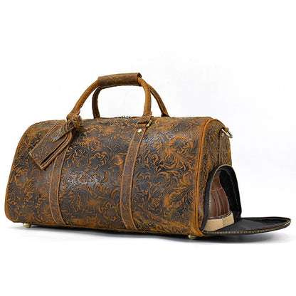 Bolsa de viaje de cuero auténtico para hombre