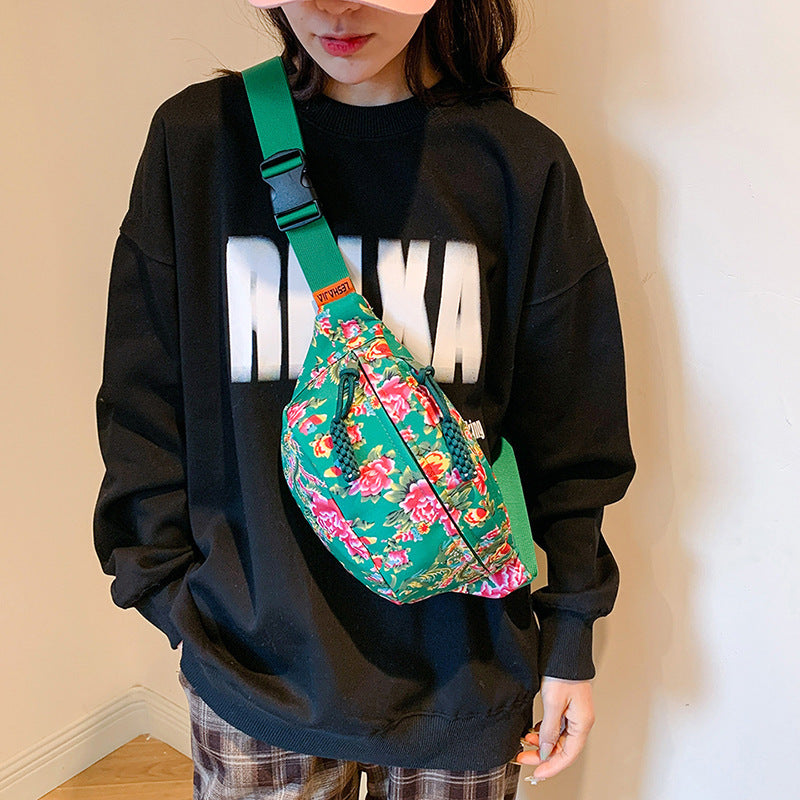 Big Flower Western Style All-matching Waist Bag