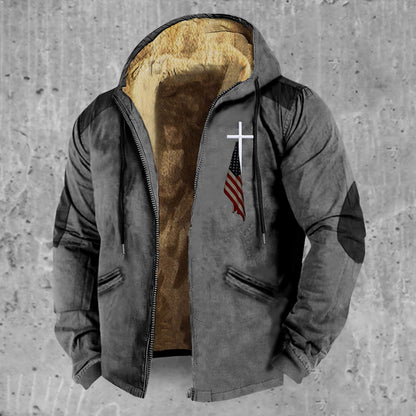 Chaqueta acolchada de algodón con cremallera y capucha de estilo europeo y americano en 3D
