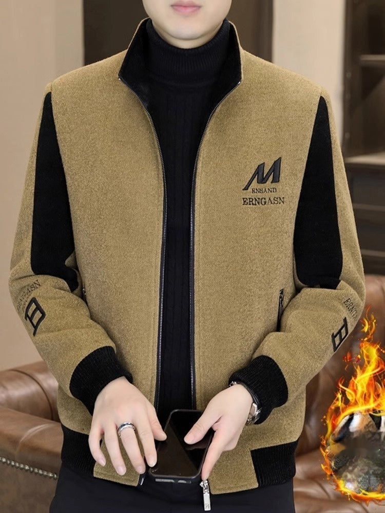 Fleece Jacket Men's Casual Stand Collar Coat
