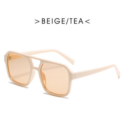 Gafas de sol cuadradas de doble haz con personalidad retro para hombres y mujeres