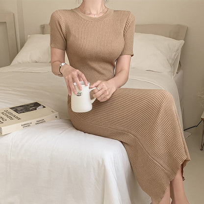Vestido de punto francés elegante, ajustado, adelgazante, de longitud media, para mujer