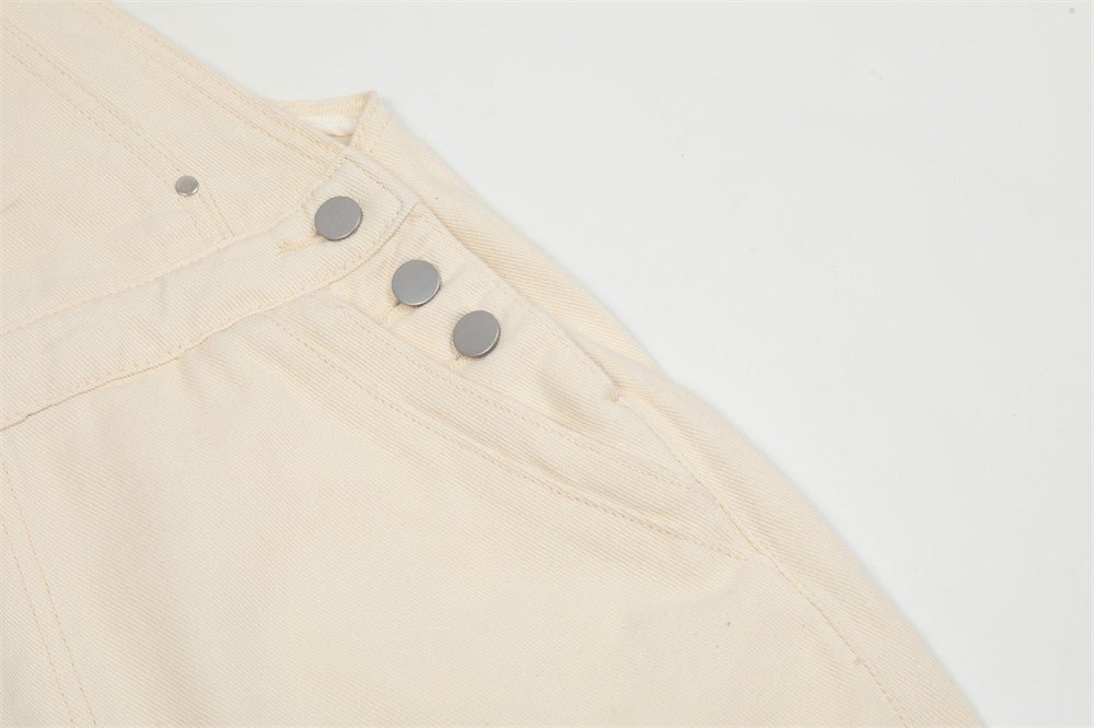 American Retro Embroidered Denim Suspender Pants Men - BAGMODA