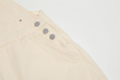 American Retro Embroidered Denim Suspender Pants Men - BAGMODA