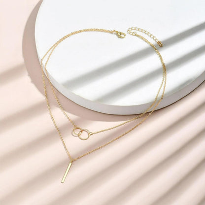 Collar con anillo y barra de moda