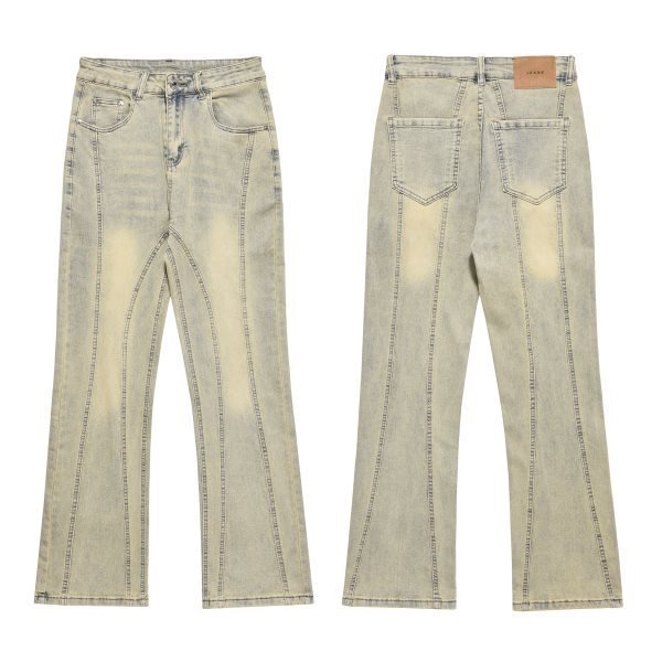 RO Style Wide Leg Patchwork Cargo Pants Jeans Men - BAGMODA