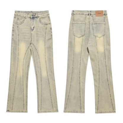 RO Style Wide Leg Patchwork Cargo Pants Jeans Men - BAGMODA