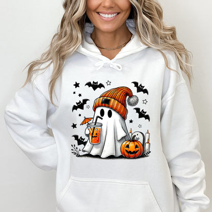 Sudadera con capucha de murciélago, calabaza y fantasma de Halloween para mujer