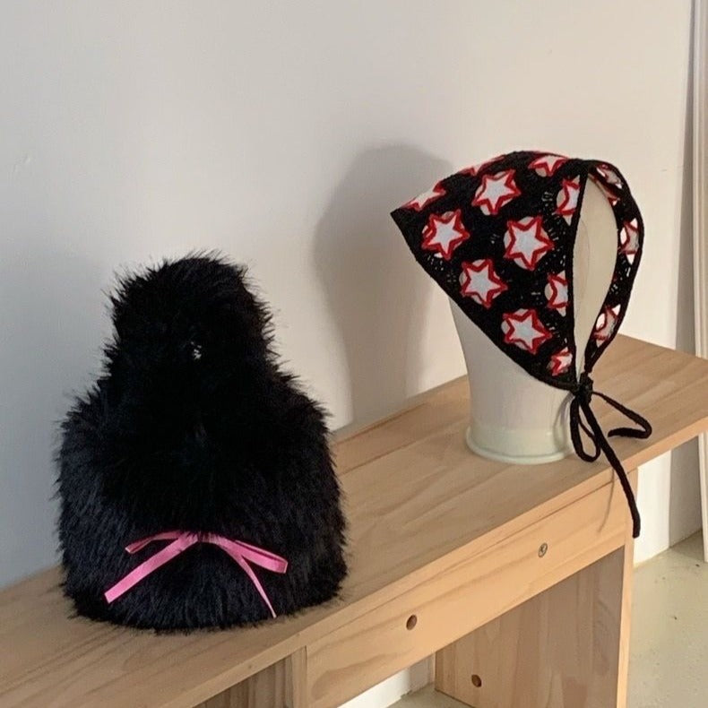 Cute Furry Puppy Bowknot Bag
