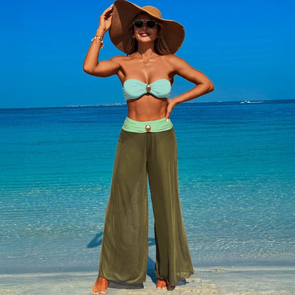 Bikini Dreiteiliger Strandhosen-Split-Badeanzug für Damen