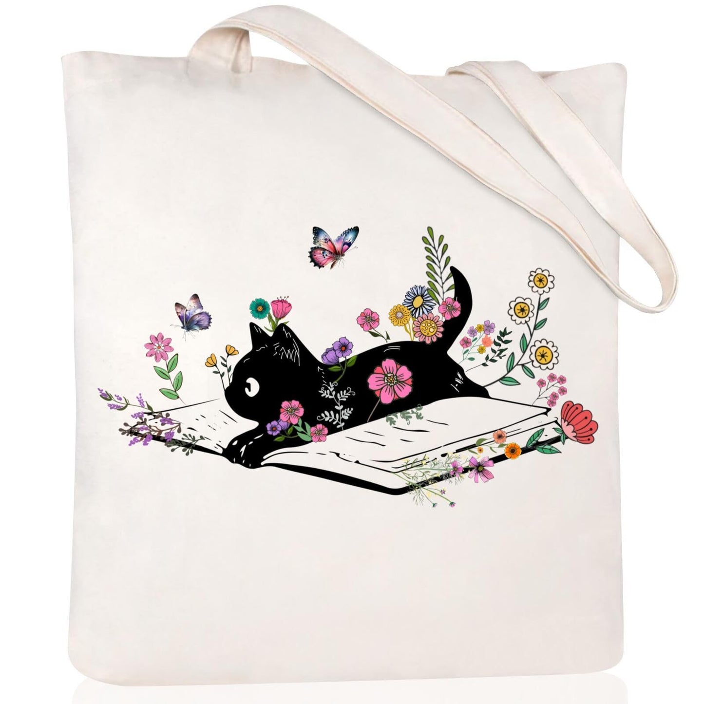 Cartoon Cat Printed Canvas Shoulder Bag