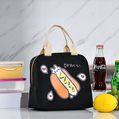 Aluminiumfolie verdickende Büroangestellte tragen Lunchbox-Tasche mit Reis