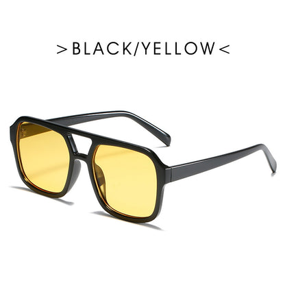 Gafas de sol cuadradas de doble haz con personalidad retro para hombres y mujeres