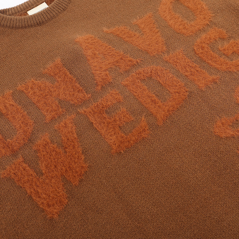 Tidejacquard Letter Fleece Sweater High Street Fashion Brand