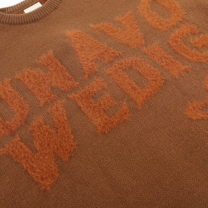 Tidejacquard Letter Fleece Sweater High Street Fashion Brand