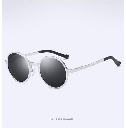 Aluminium-Magnesium-Sonnenbrille, Vollformat, für Herren und Damen, runder Rahmen