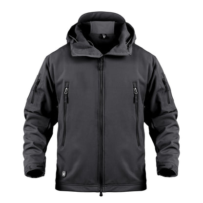 Chaqueta Soft Shell de talla grande, resistente al viento y cálida para montañismo al aire libre.