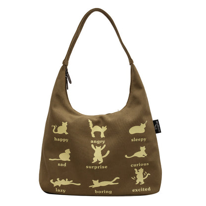 Canvas-Tasche mit Katzen-Print