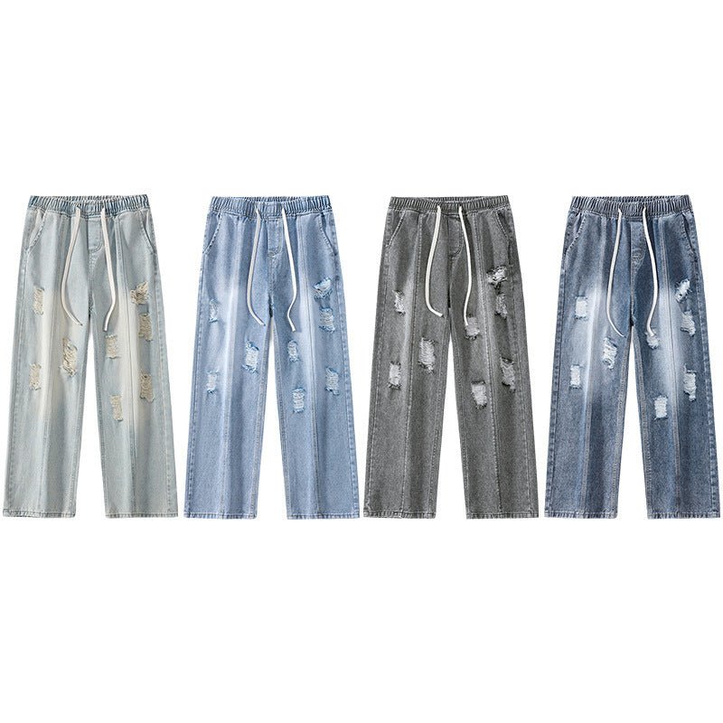 Fashion Men Loose Drawstring Straight - leg Pants - BAGMODA