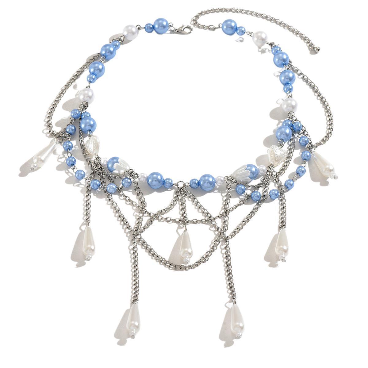 Collar colgante de cadena larga para clavícula para mujer