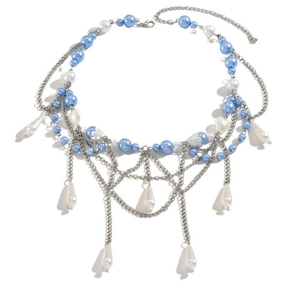 Collar colgante de cadena larga para clavícula para mujer