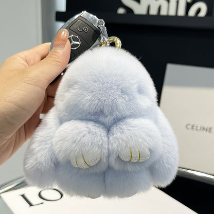 Lindo colgante de llavero de coche con forma de conejito de peluche