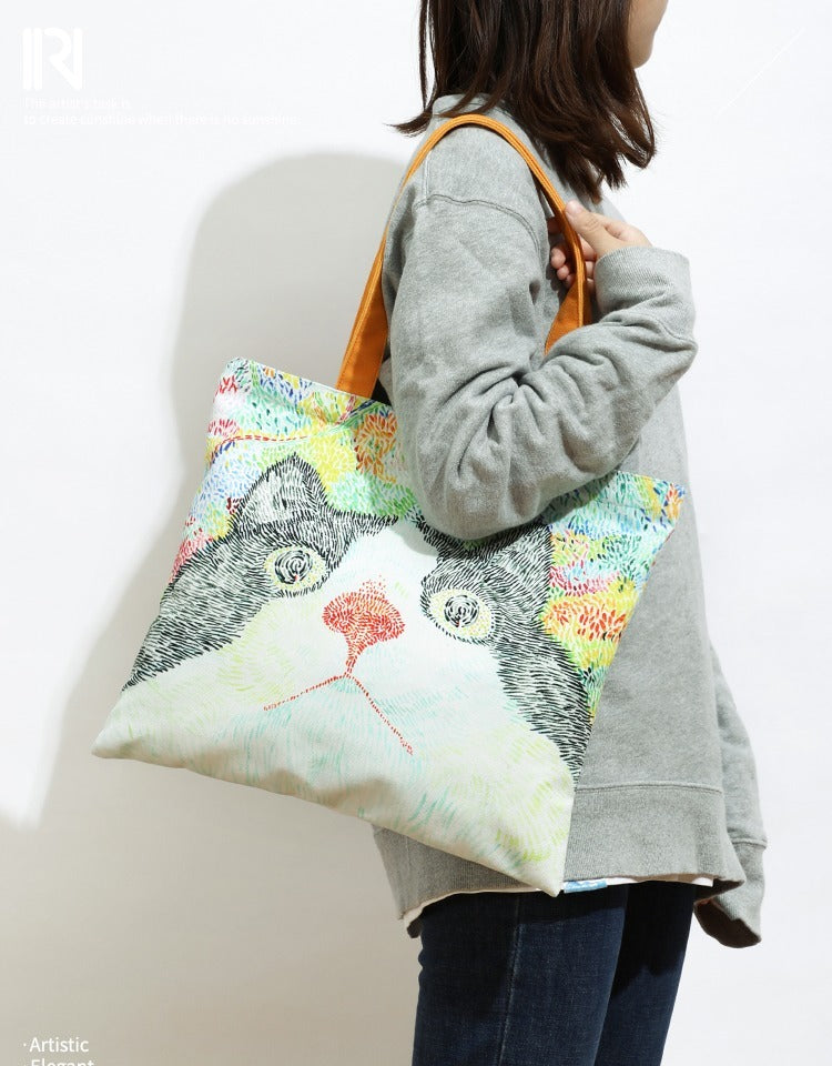 Cat Illustration Canvas Bag