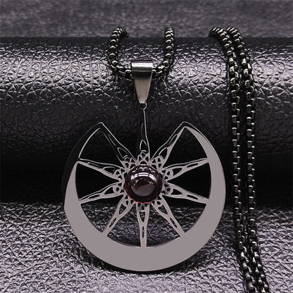 Collar sencillo con colgante de luna y estrella de acero inoxidable